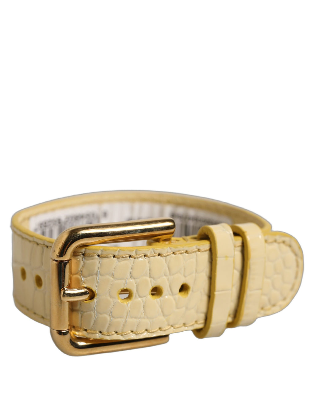 Dolce & Gabbana Beige Embossed Leather Gold Buckle Belt Strap Bracelet Dolce & Gabbana