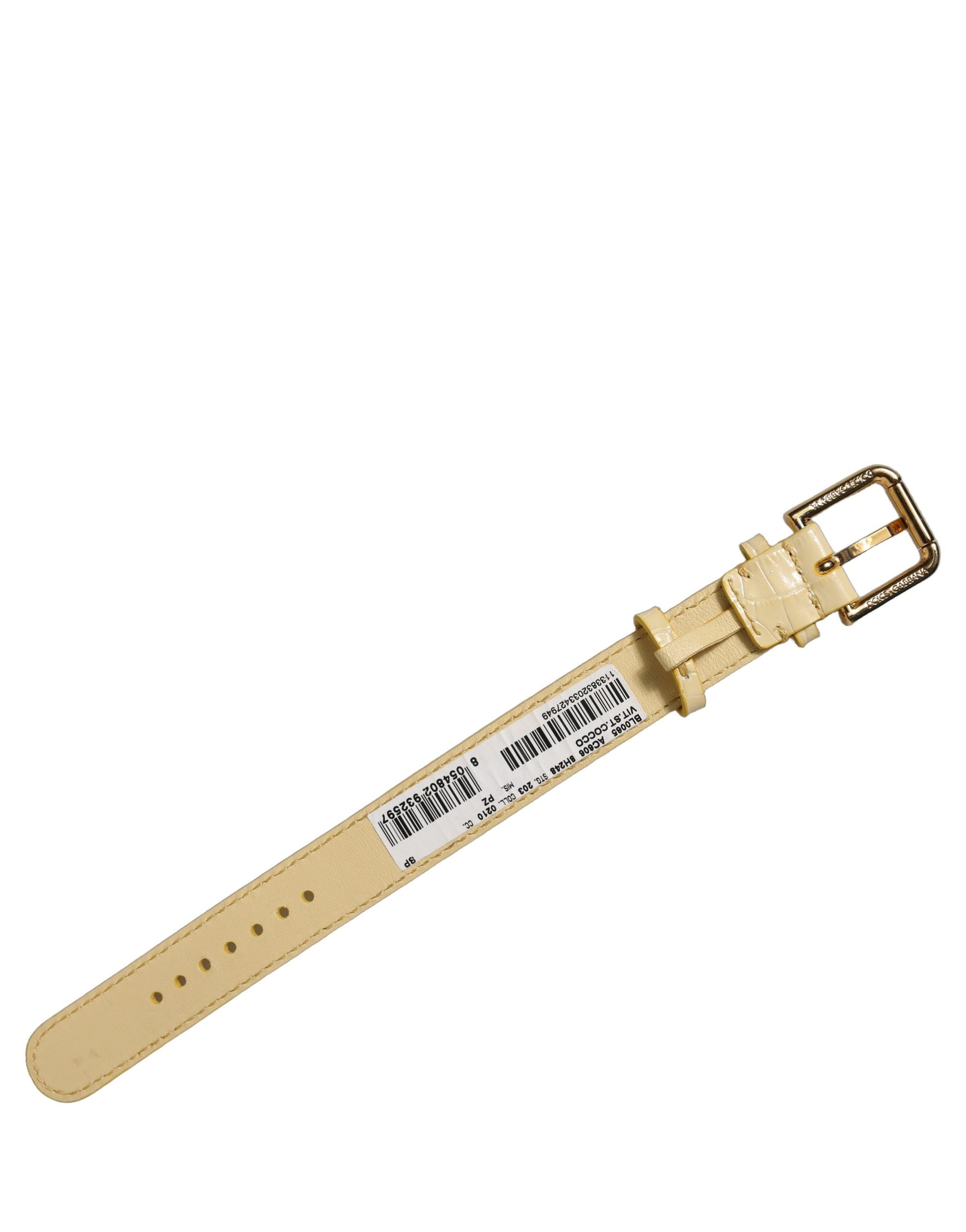 Dolce & Gabbana Beige Embossed Leather Gold Buckle Belt Strap Bracelet Dolce & Gabbana