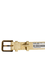 Dolce & Gabbana Beige Embossed Leather Gold Buckle Belt Strap Bracelet Dolce & Gabbana