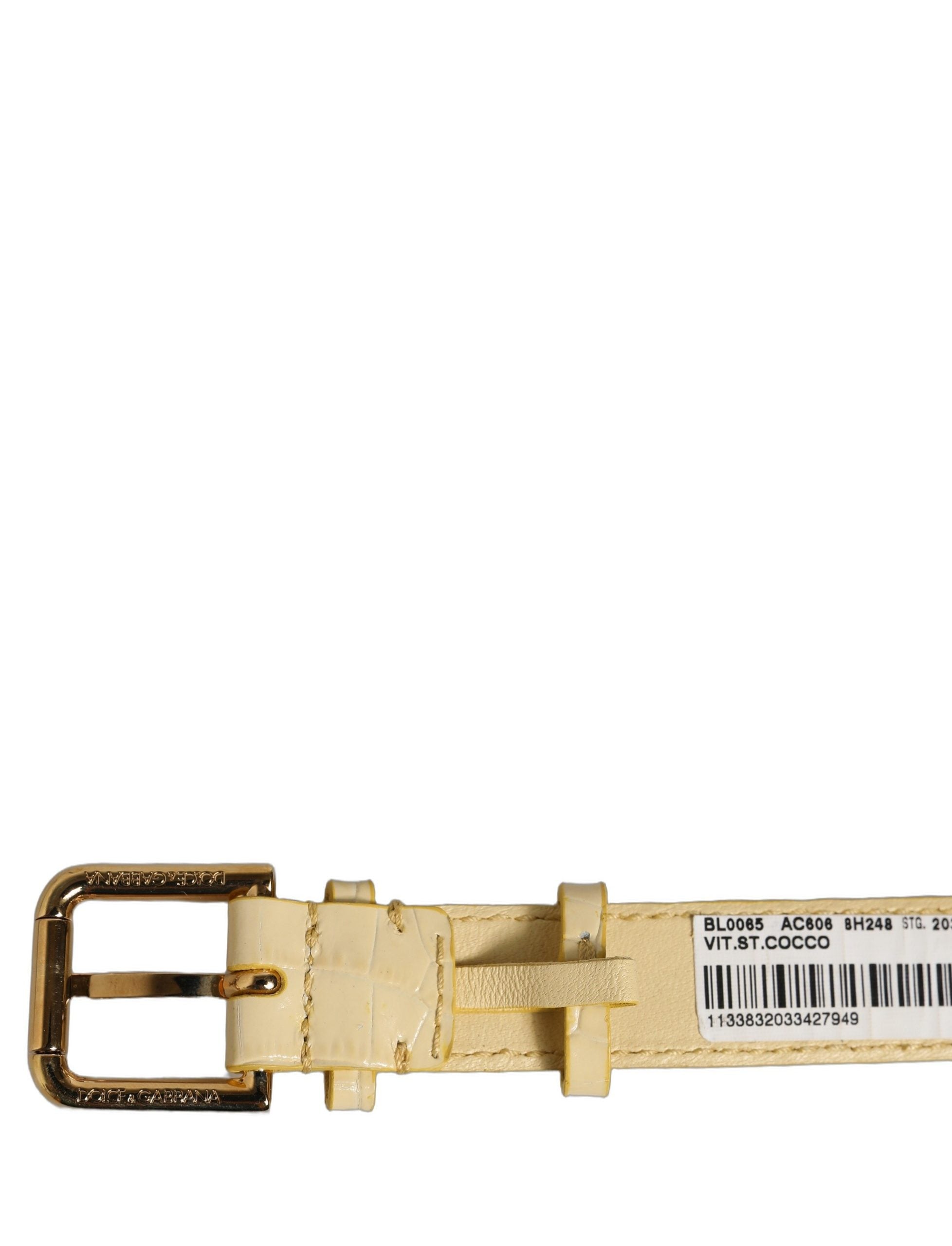 Dolce & Gabbana Beige Embossed Leather Gold Buckle Belt Strap Bracelet Dolce & Gabbana
