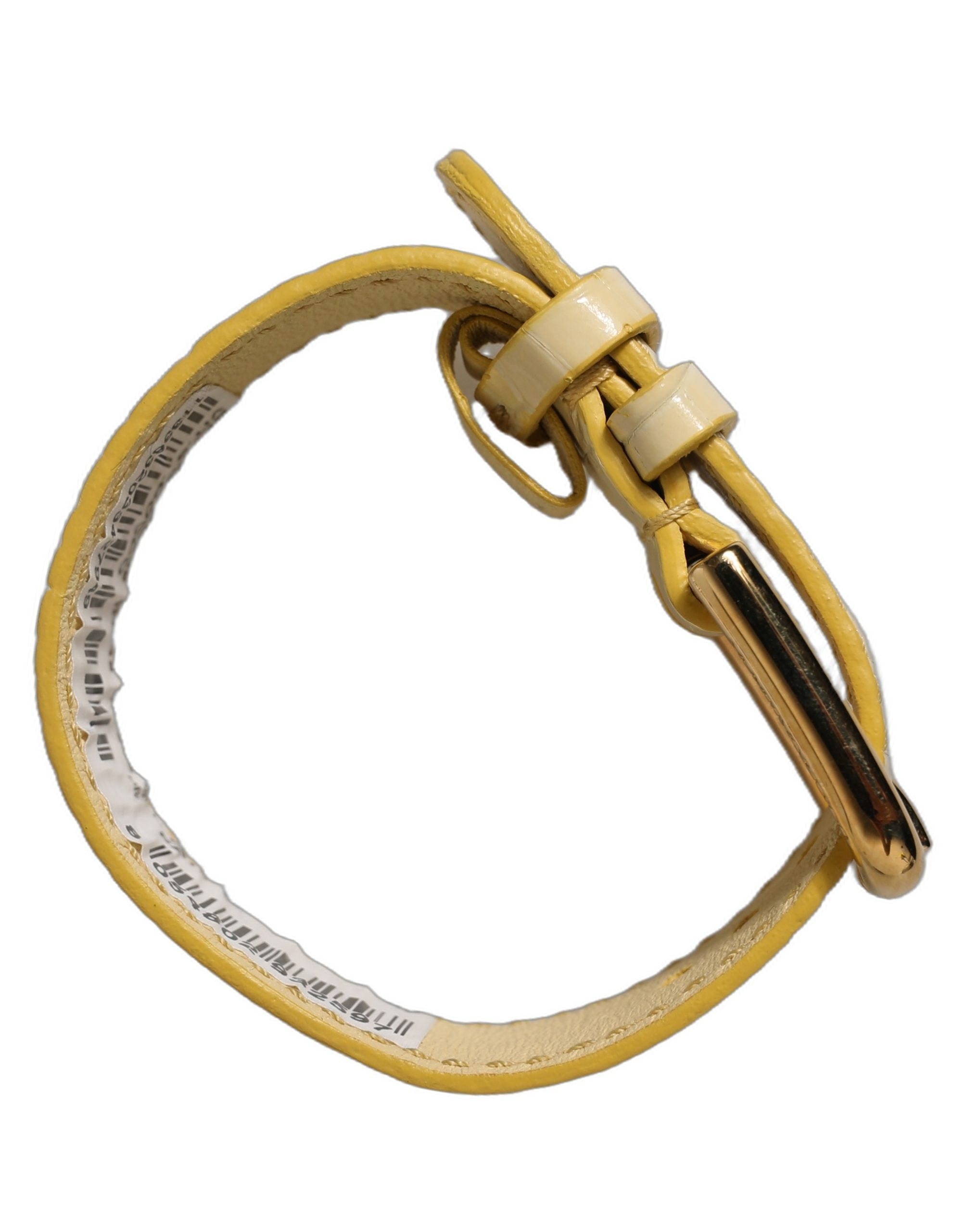 Dolce & Gabbana Beige Embossed Leather Gold Buckle Belt Strap Bracelet Dolce & Gabbana
