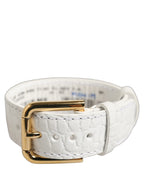 Dolce & Gabbana White Embossed Leather Gold Buckle Belt Strap Bracelet Dolce & Gabbana