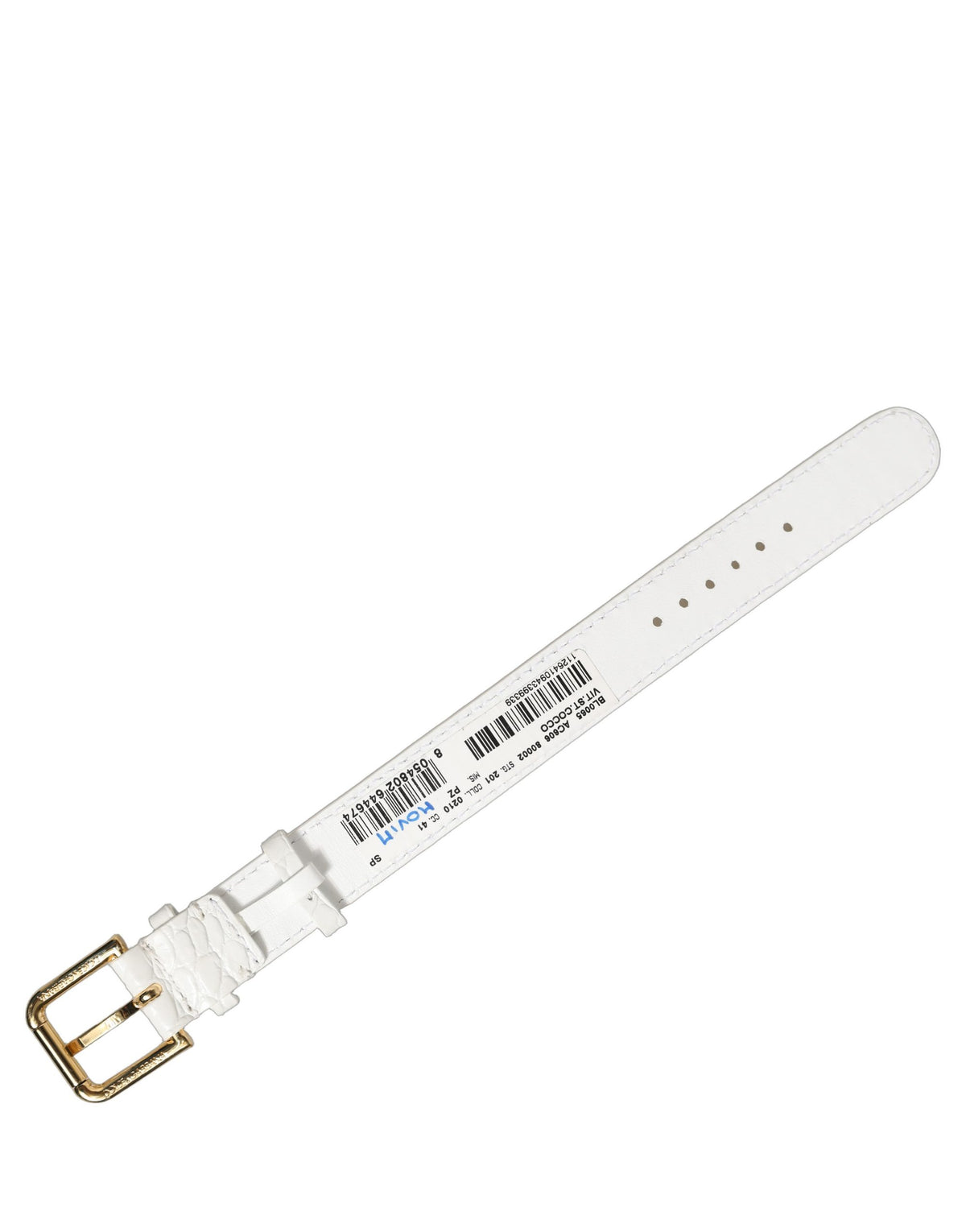 Dolce & Gabbana White Embossed Leather Gold Buckle Belt Strap Bracelet Dolce & Gabbana