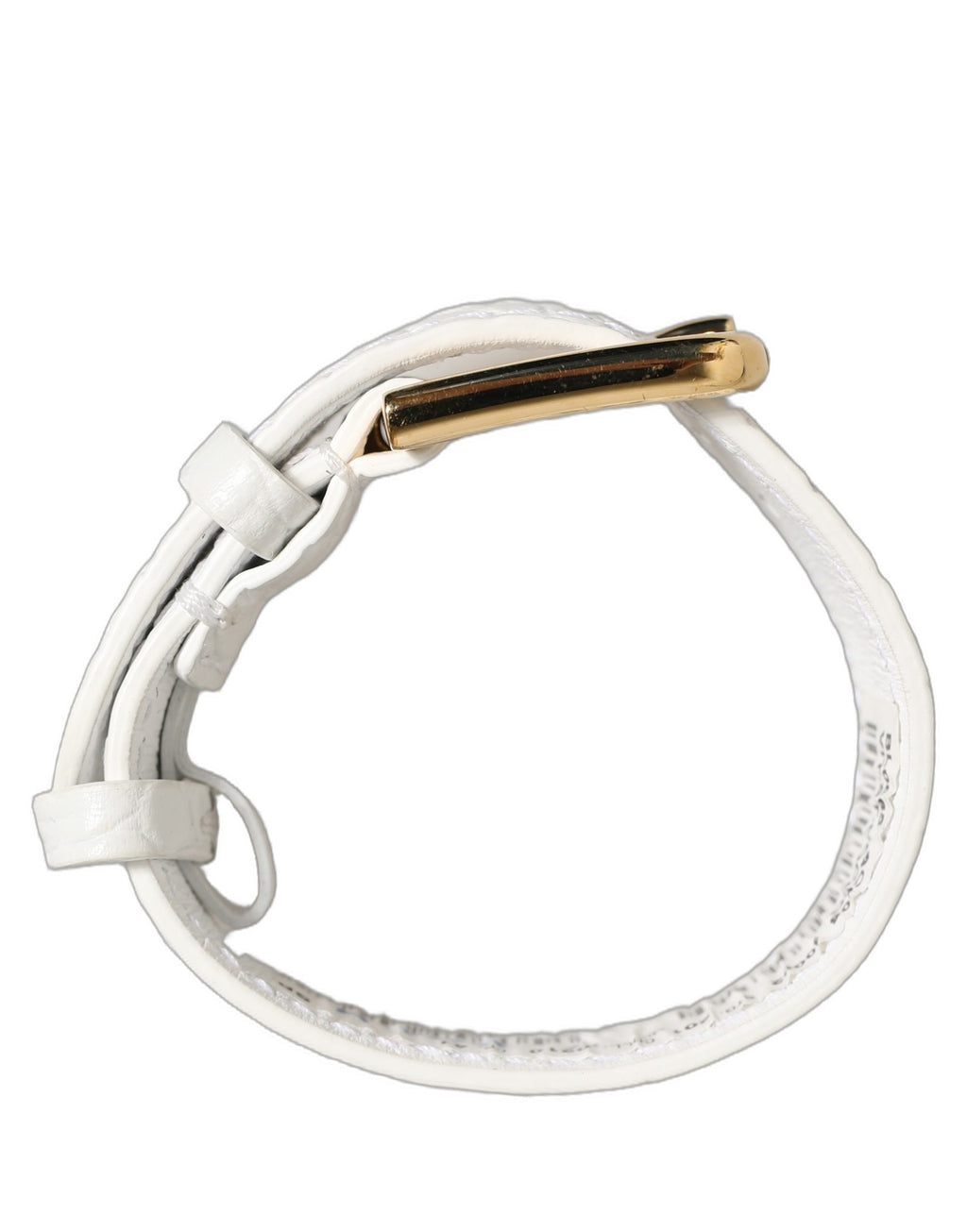 Dolce & Gabbana White Embossed Leather Gold Buckle Belt Strap Bracelet Dolce & Gabbana