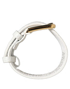 Dolce & Gabbana White Embossed Leather Gold Buckle Belt Strap Bracelet Dolce & Gabbana
