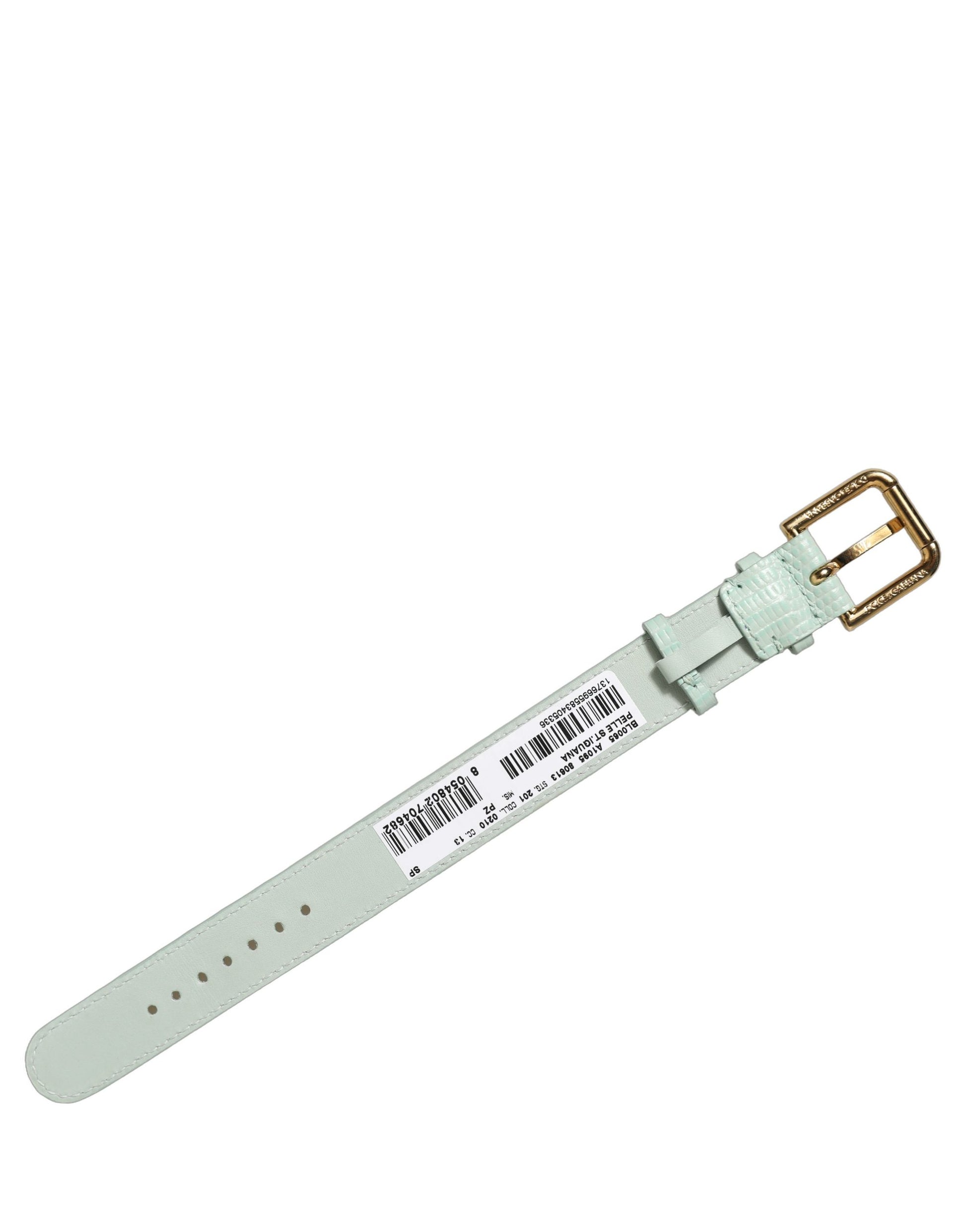 Dolce & Gabbana Green Textured Leather Gold Buckle Belt Strap Bracelet Dolce & Gabbana