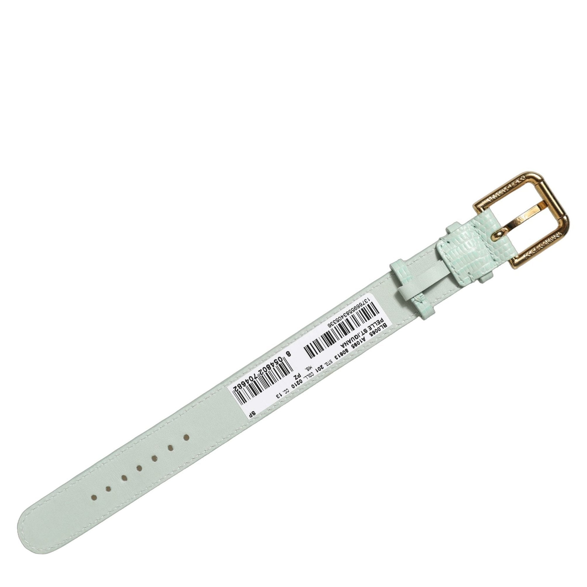 Dolce & Gabbana Green Textured Leather Gold Buckle Belt Strap Bracelet Dolce & Gabbana