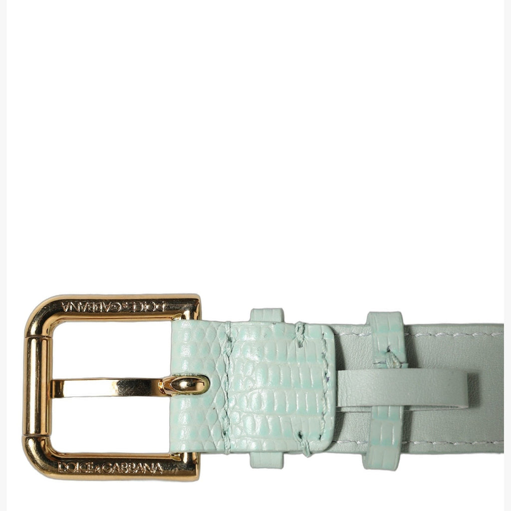 Dolce & Gabbana Green Textured Leather Gold Buckle Belt Strap Bracelet Dolce & Gabbana