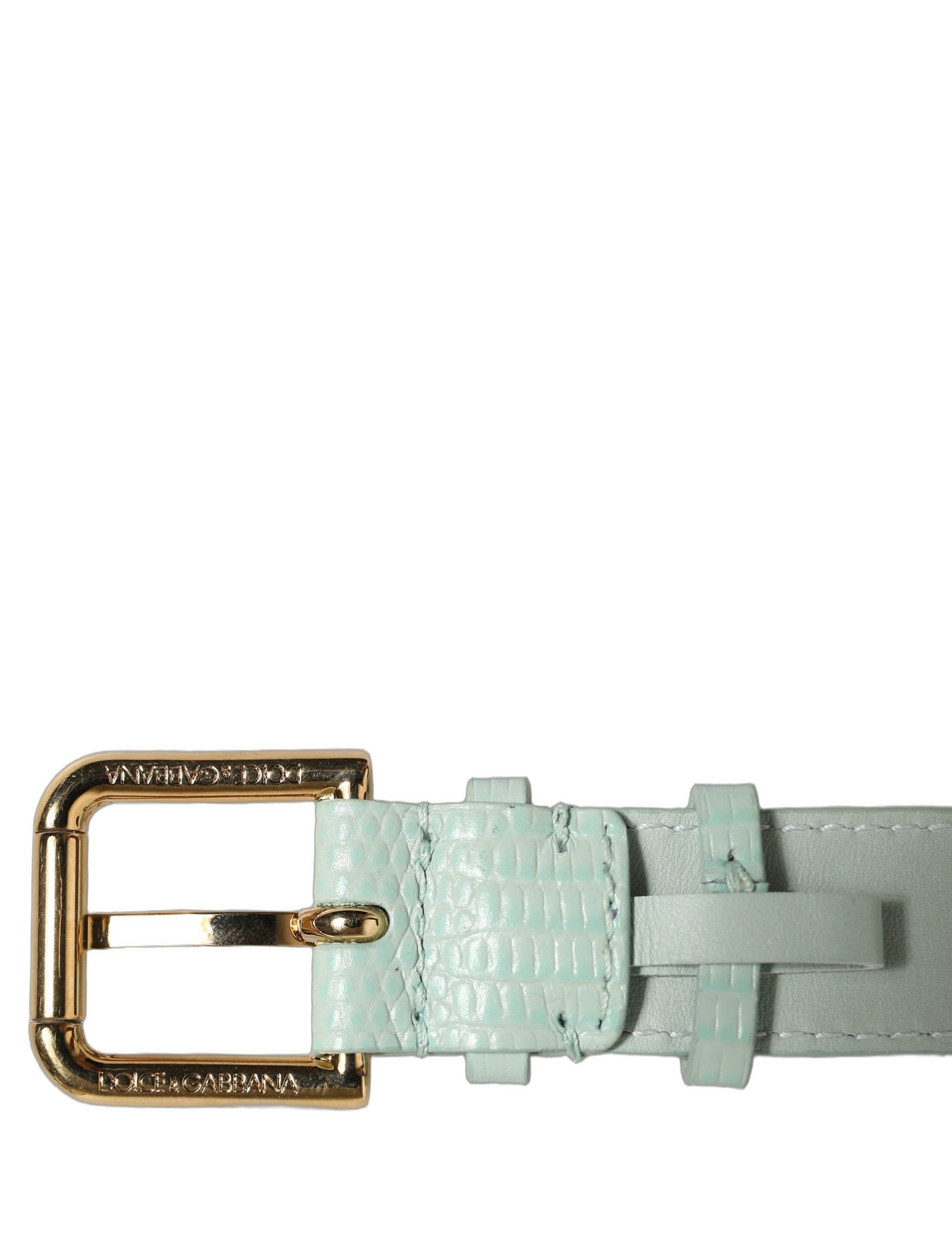 Dolce & Gabbana Green Textured Leather Gold Buckle Belt Strap Bracelet Dolce & Gabbana
