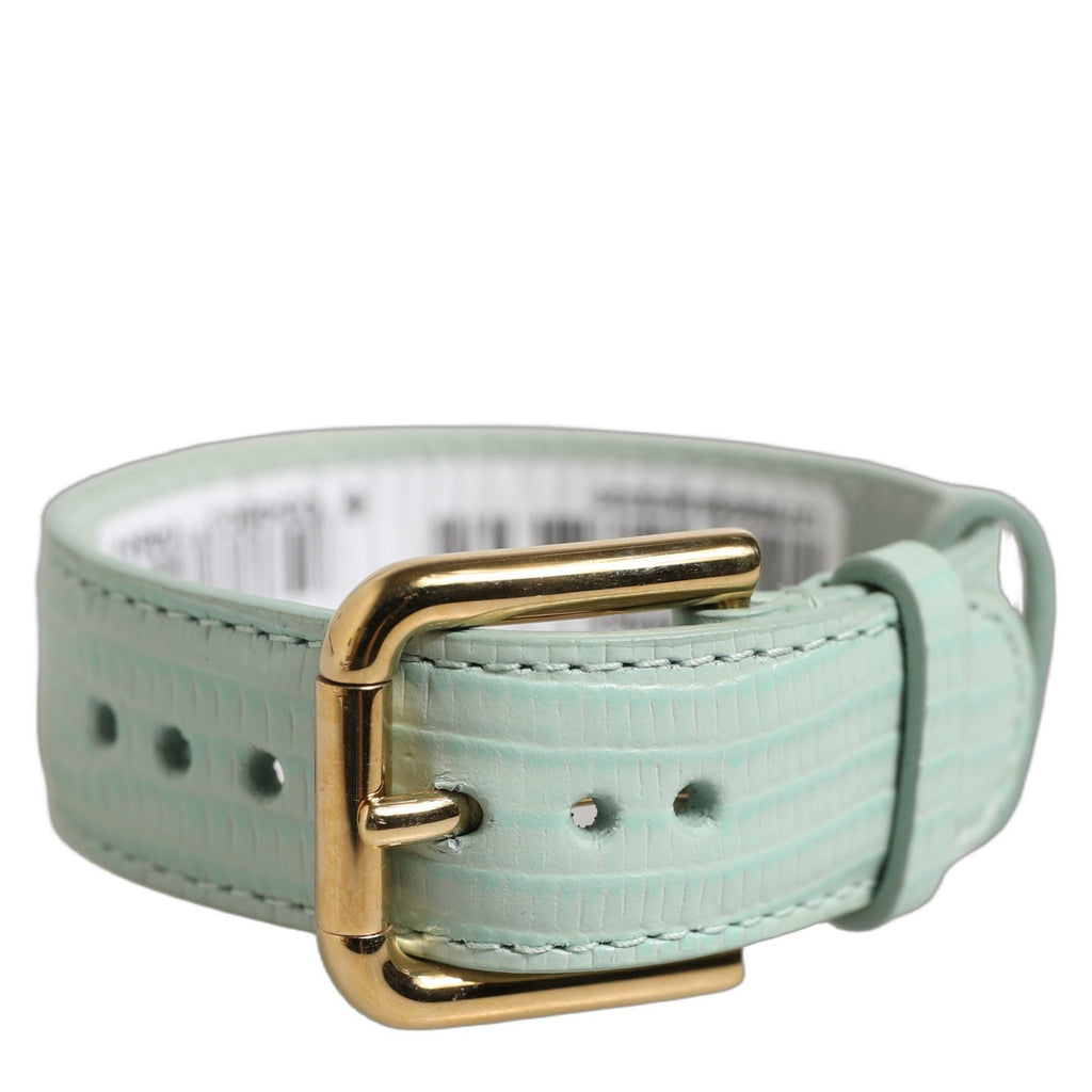 Dolce & Gabbana Green Textured Leather Gold Buckle Belt Strap Bracelet Dolce & Gabbana