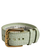 Dolce & Gabbana Green Embossed Leather Gold Buckle Belt Strap Bracelet Dolce & Gabbana