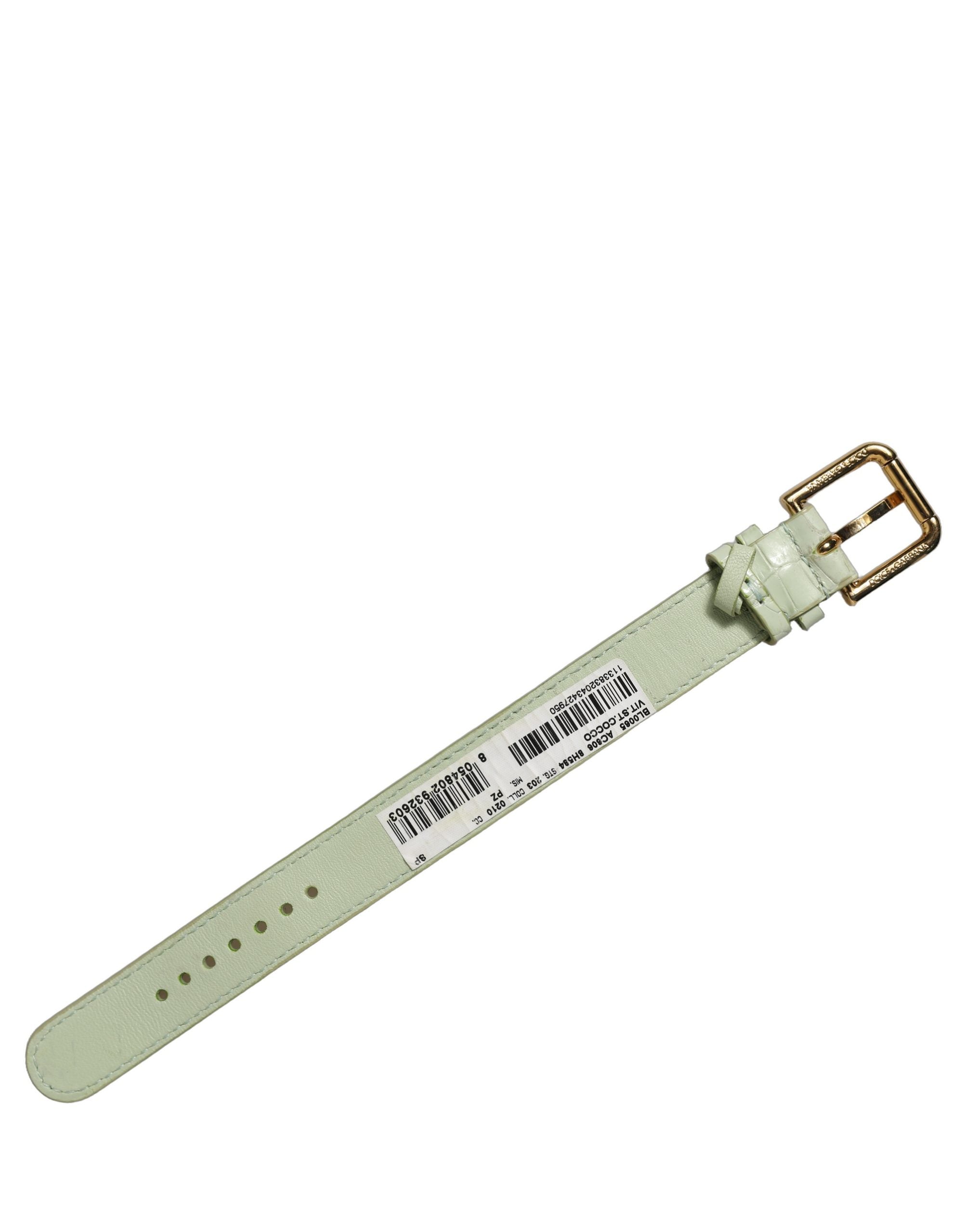 Dolce & Gabbana Green Embossed Leather Gold Buckle Belt Strap Bracelet Dolce & Gabbana