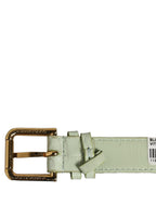 Dolce & Gabbana Green Embossed Leather Gold Buckle Belt Strap Bracelet Dolce & Gabbana