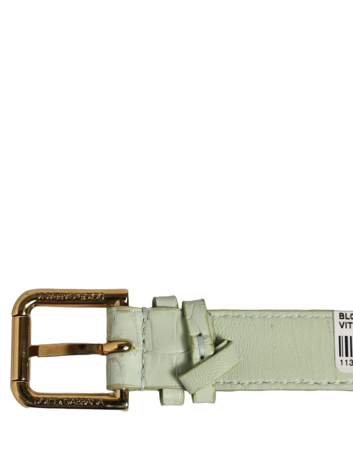 Dolce & Gabbana Green Embossed Leather Gold Buckle Belt Strap Bracelet Dolce & Gabbana