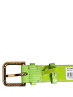Dolce & Gabbana Green Textured Leather Gold Buckle Belt Strap Bracelet Dolce & Gabbana
