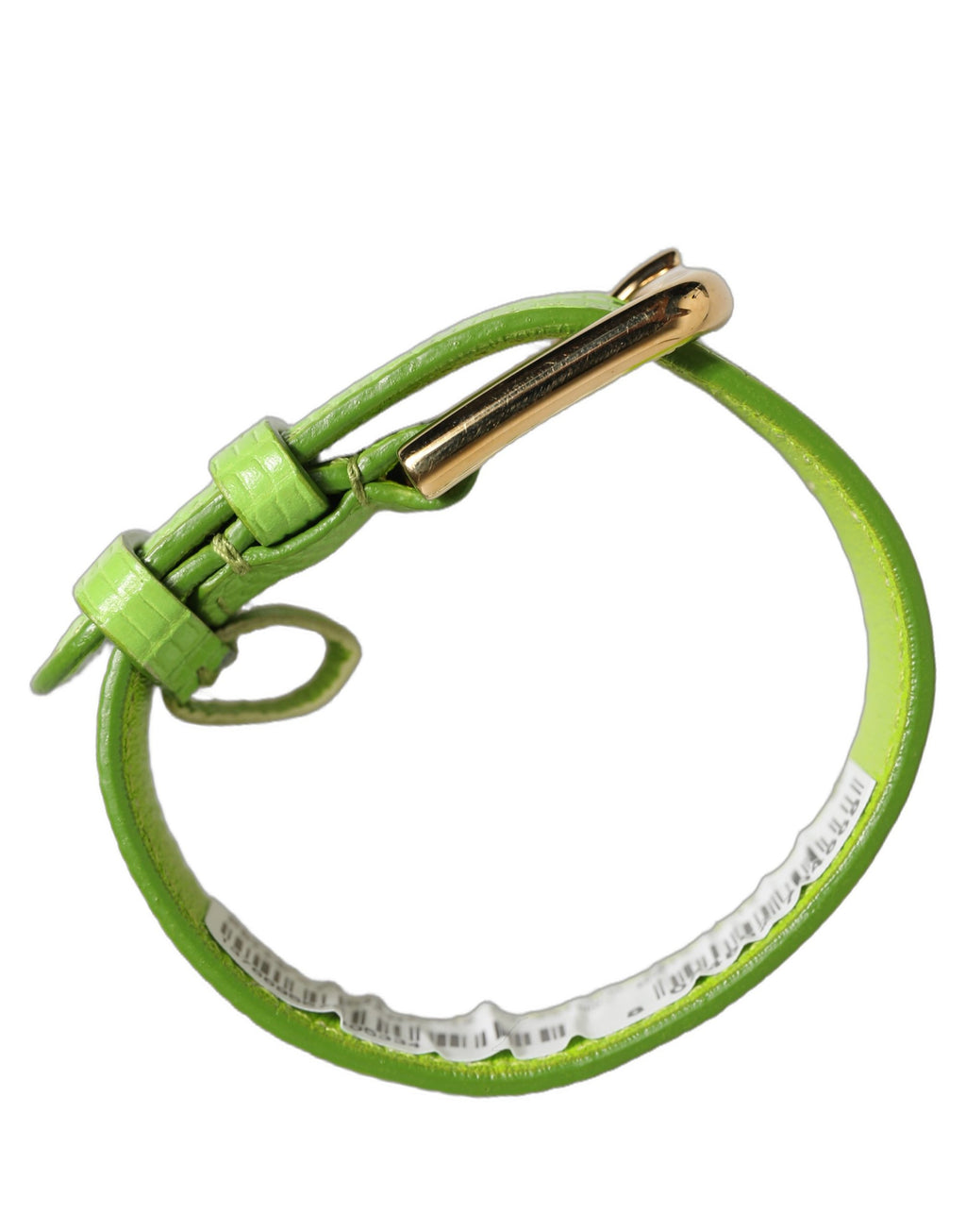 Dolce & Gabbana Green Textured Leather Gold Buckle Belt Strap Bracelet Dolce & Gabbana