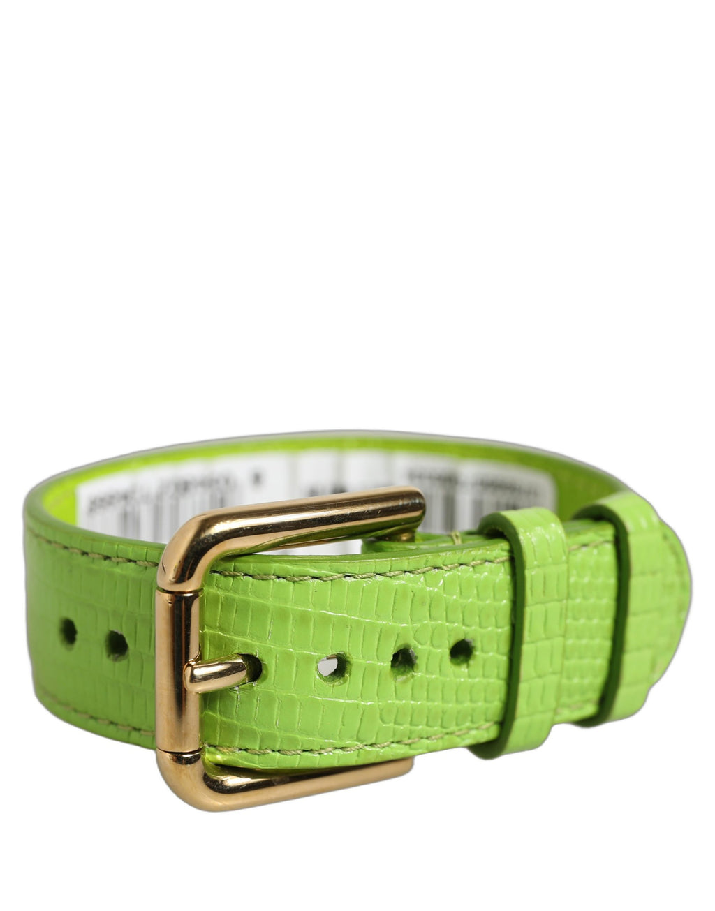 Dolce & Gabbana Green Textured Leather Gold Buckle Belt Strap Bracelet Dolce & Gabbana