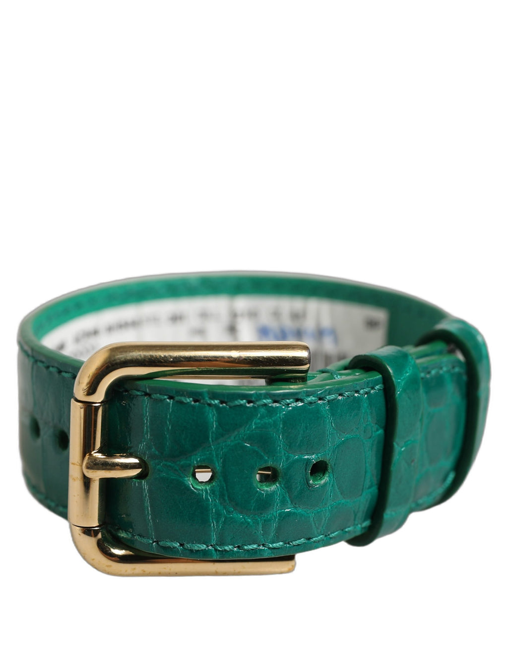 Dolce & Gabbana Green Embossed Leather Gold Buckle Belt Strap Bracelet Dolce & Gabbana