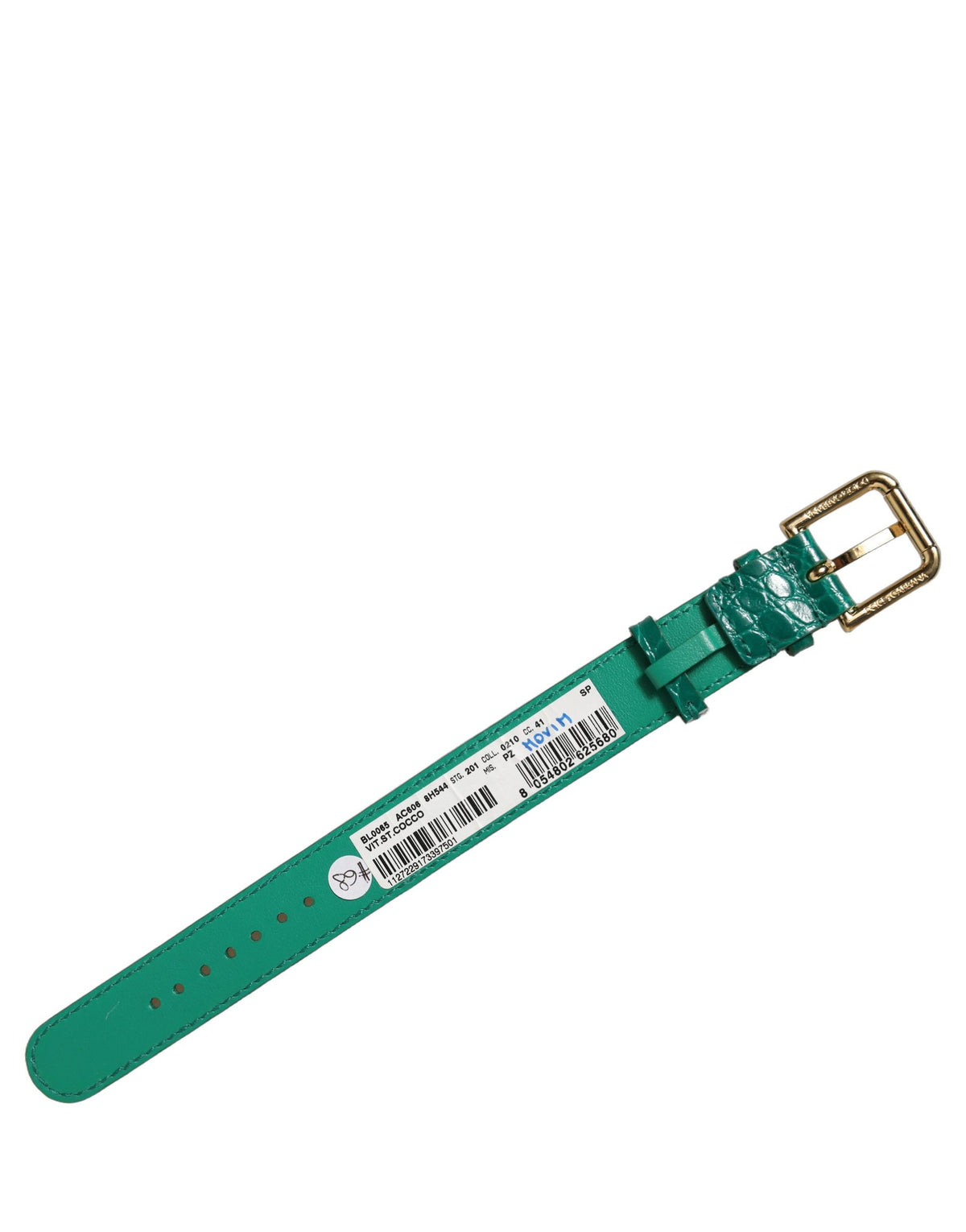 Dolce & Gabbana Green Embossed Leather Gold Buckle Belt Strap Bracelet Dolce & Gabbana