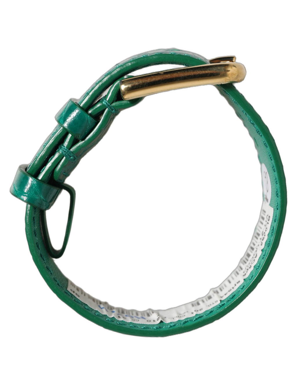 Dolce & Gabbana Green Embossed Leather Gold Buckle Belt Strap Bracelet Dolce & Gabbana