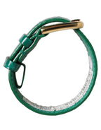 Dolce & Gabbana Green Embossed Leather Gold Buckle Belt Strap Bracelet Dolce & Gabbana