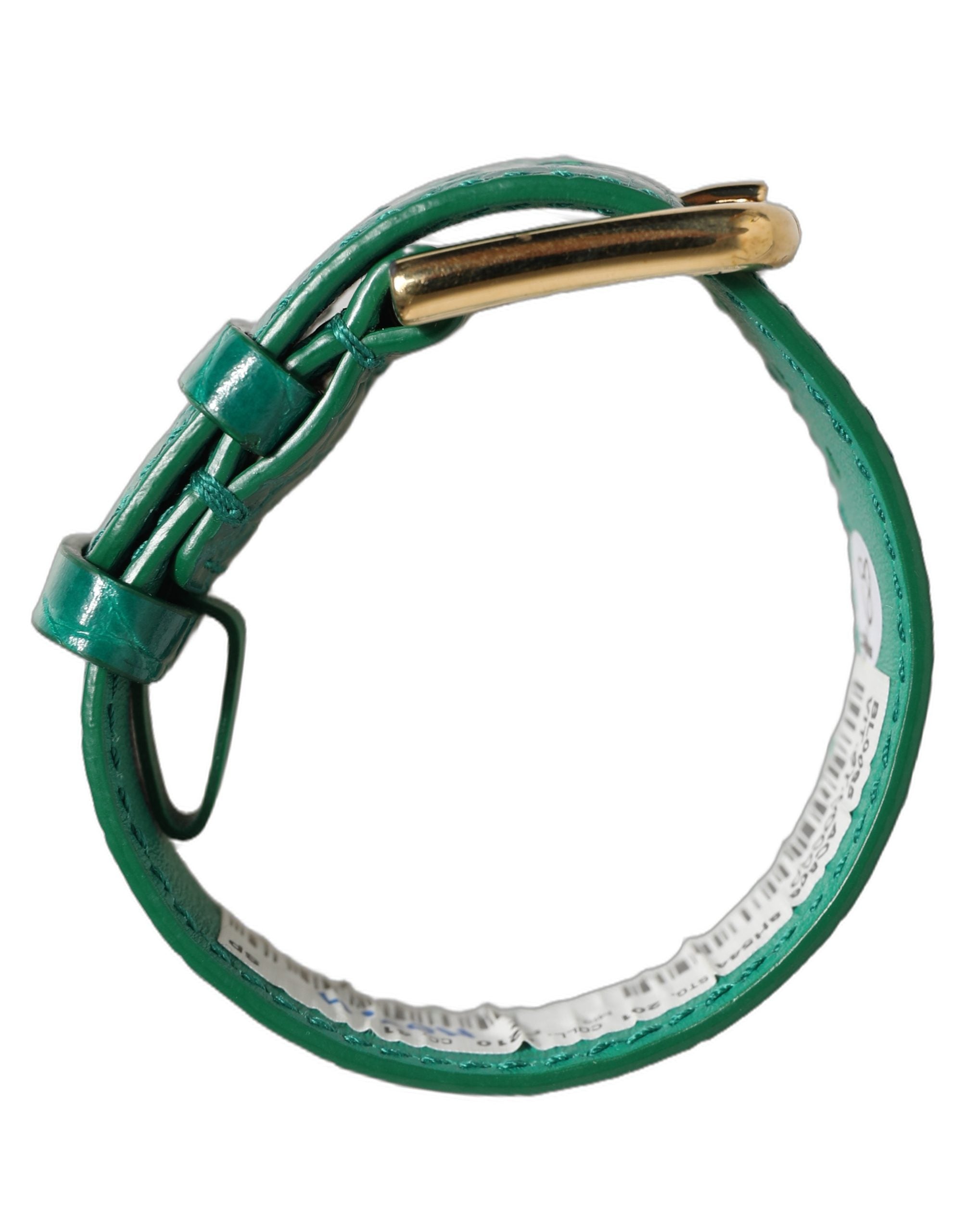 Dolce & Gabbana Green Embossed Leather Gold Buckle Belt Strap Bracelet Dolce & Gabbana