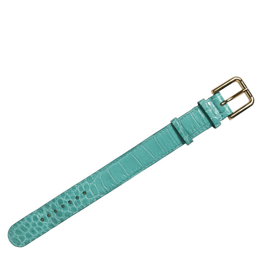 Dolce & Gabbana Blue Embossed Leather Gold Buckle Belt Strap Bracelet Dolce & Gabbana