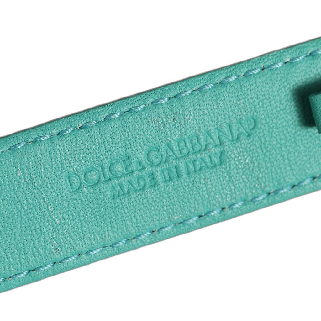 Dolce & Gabbana Blue Embossed Leather Gold Buckle Belt Strap Bracelet Dolce & Gabbana