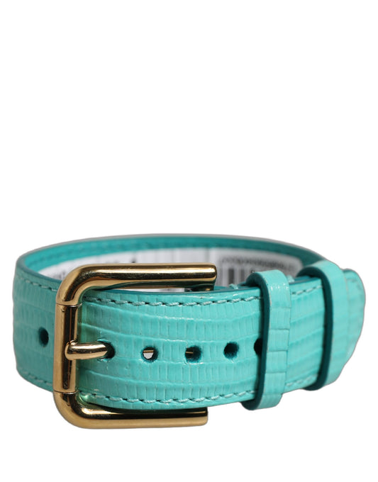Dolce & Gabbana Blue Textured Leather Gold Buckle Belt Strap Bracelet Dolce & Gabbana