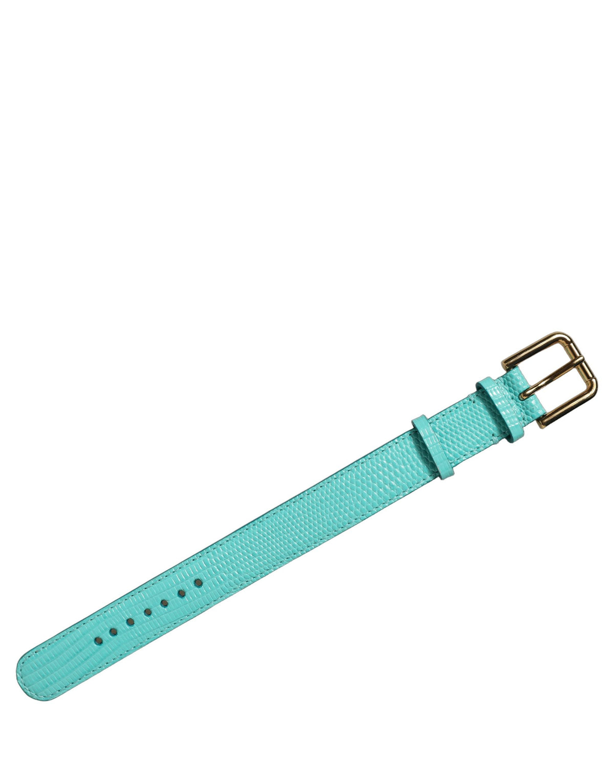 Dolce & Gabbana Blue Textured Leather Gold Buckle Belt Strap Bracelet Dolce & Gabbana
