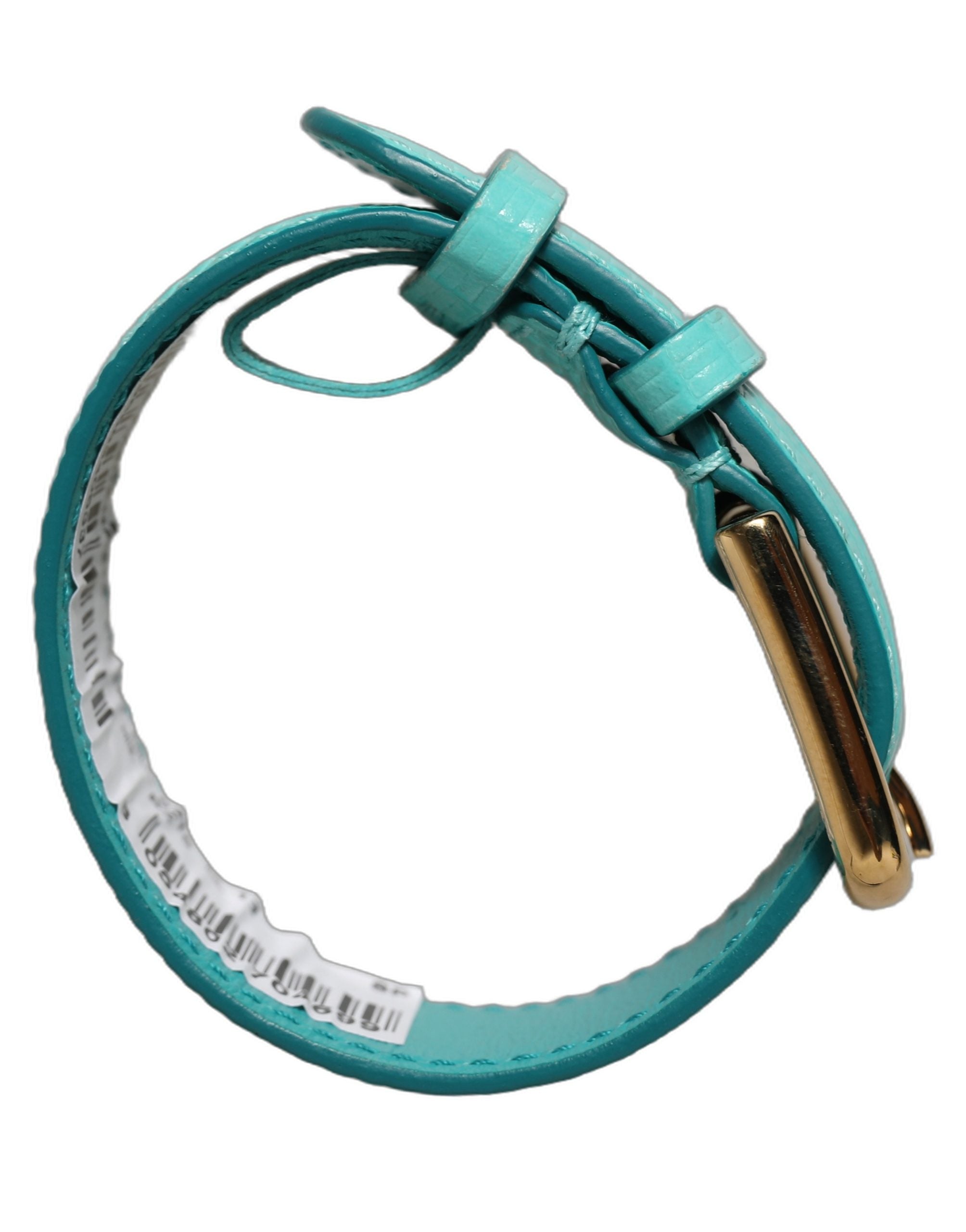 Dolce & Gabbana Blue Textured Leather Gold Buckle Belt Strap Bracelet Dolce & Gabbana