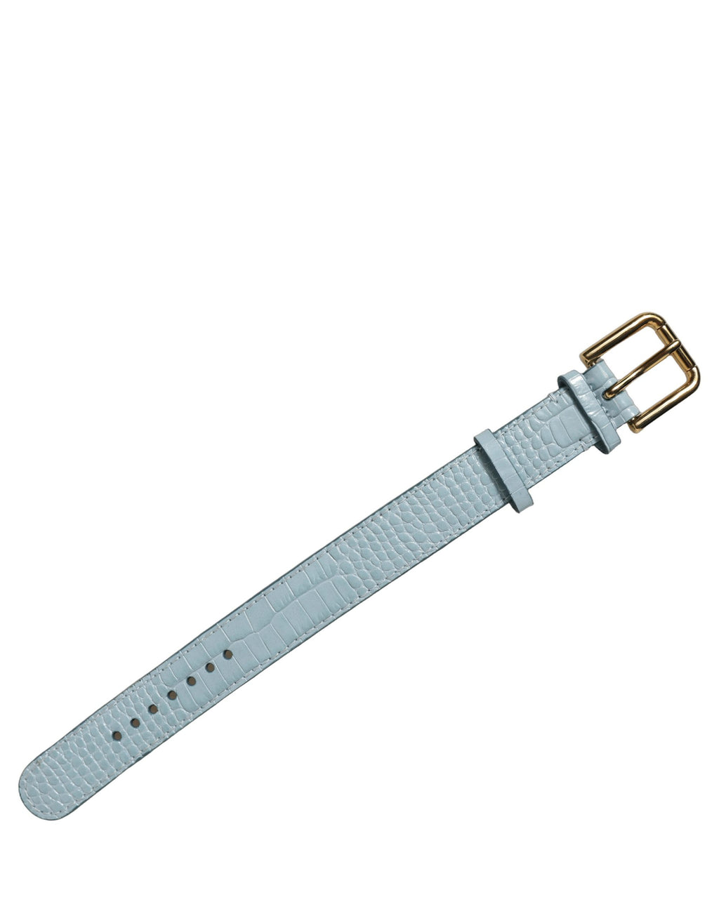 Dolce & Gabbana Blue Embossed Leather Gold Buckle Belt Strap Bracelet Dolce & Gabbana