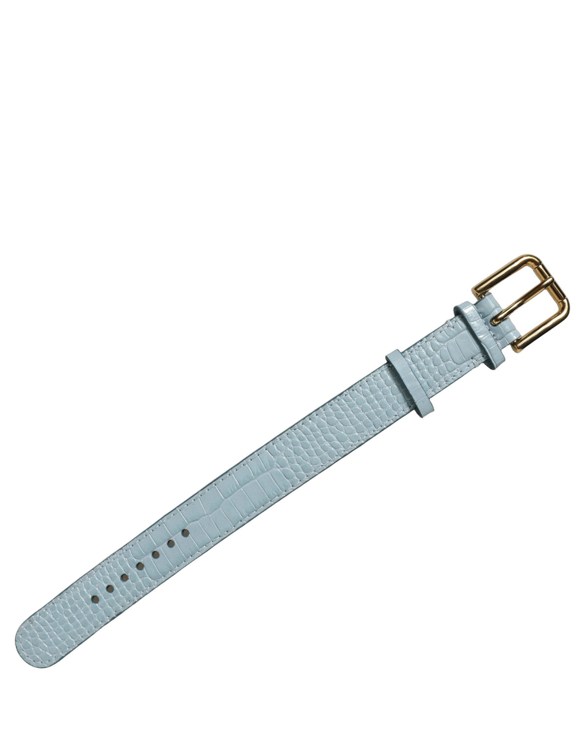 Dolce & Gabbana Blue Embossed Leather Gold Buckle Belt Strap Bracelet Dolce & Gabbana