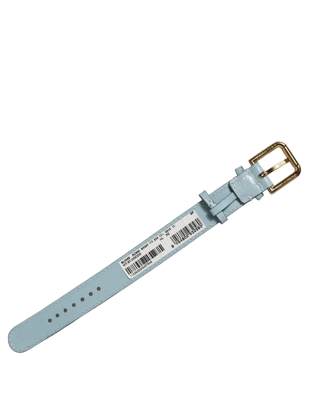 Dolce & Gabbana Blue Embossed Leather Gold Buckle Belt Strap Bracelet Dolce & Gabbana