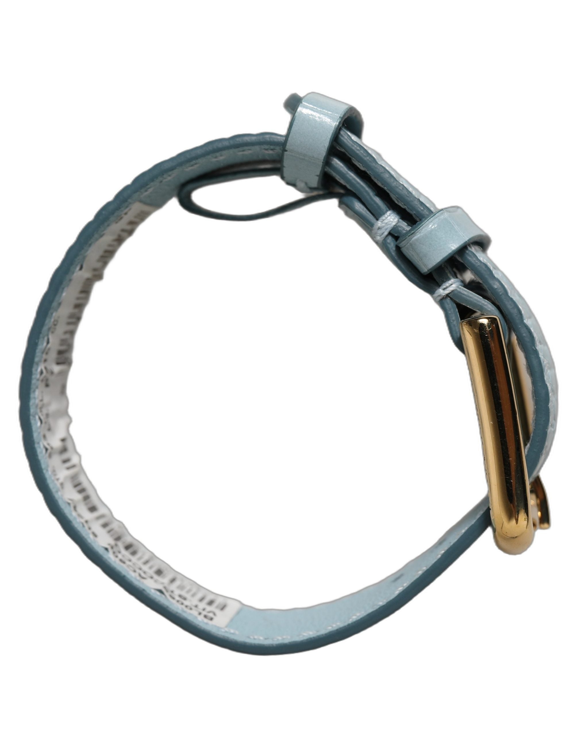 Dolce & Gabbana Blue Embossed Leather Gold Buckle Belt Strap Bracelet Dolce & Gabbana