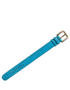 Dolce & Gabbana Blue Embossed Leather Gold Buckle Belt Strap Bracelet Dolce & Gabbana