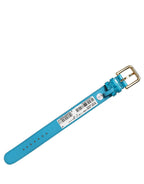 Dolce & Gabbana Blue Embossed Leather Gold Buckle Belt Strap Bracelet Dolce & Gabbana
