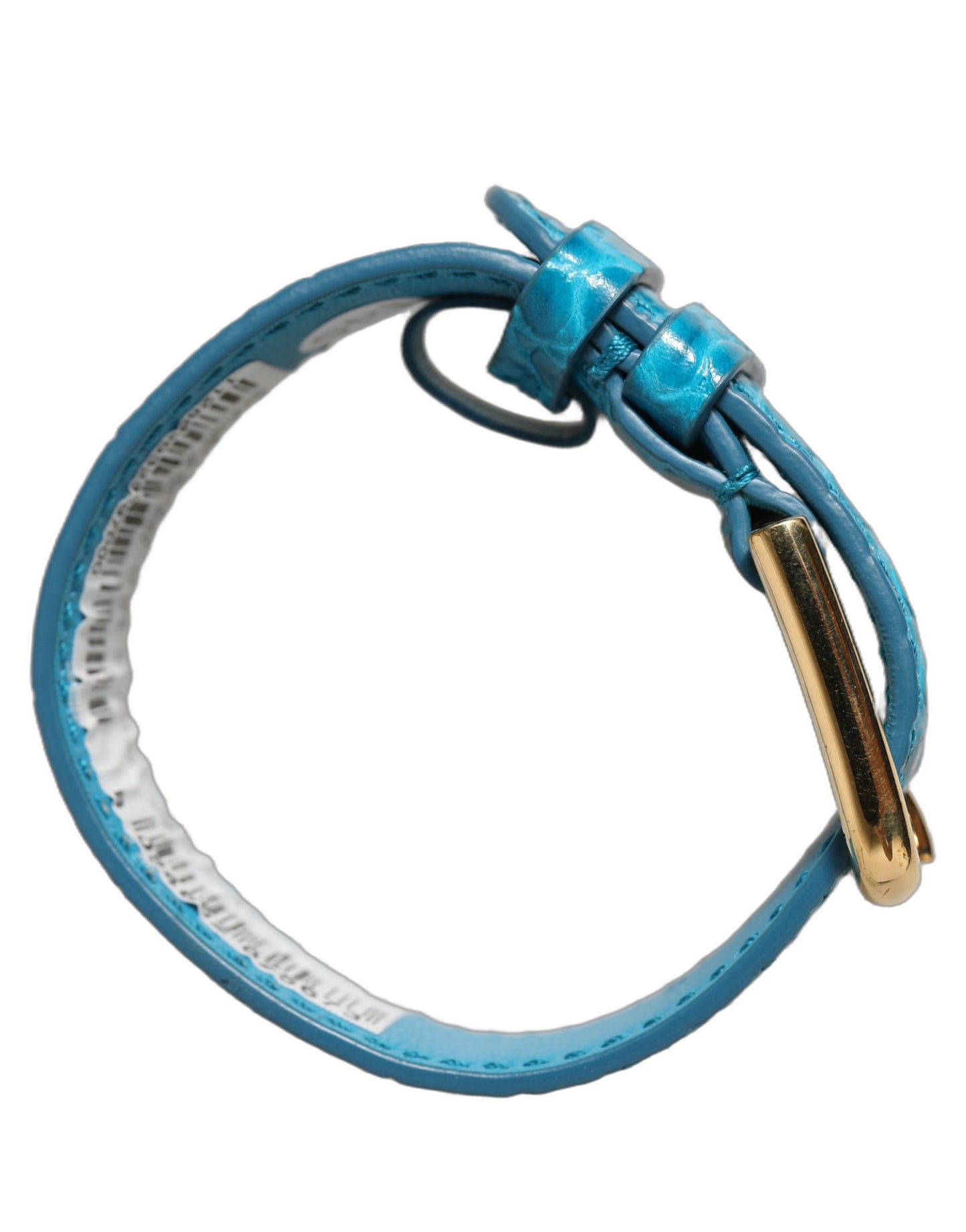 Dolce & Gabbana Blue Embossed Leather Gold Buckle Belt Strap Bracelet Dolce & Gabbana