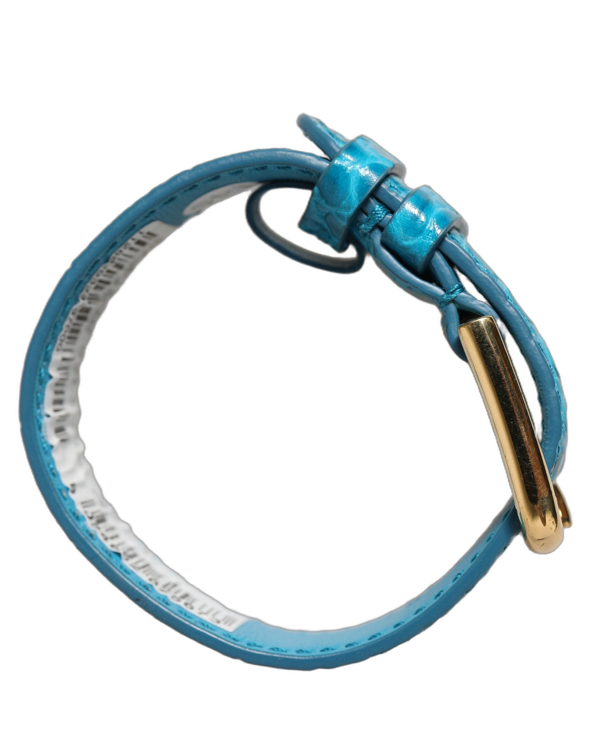Dolce & Gabbana Blue Embossed Leather Gold Buckle Belt Strap Bracelet Dolce & Gabbana