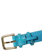 Dolce & Gabbana Turquoise Texture Leather Gold Buckle Belt Strap Bracelet Dolce & Gabbana
