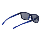 Adidas blue plastic sunglasses with round lenses and full frame, stylish eyewear for sun protection.