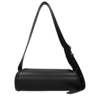 Jil Sander black leather crossbody bag with minimalist design and sleek strap for stylish everyday use.