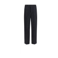Prada black cotton casual pants with a relaxed fit, featuring a sleek design and subtle branding details.