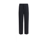 Prada black cotton casual pants with a relaxed fit, featuring a sleek design and subtle branding details.