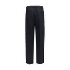 Prada black cotton casual pants displayed flat, featuring a relaxed fit and subtle branding details.