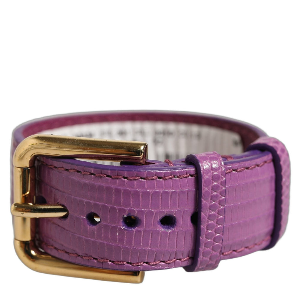 Dolce & Gabbana Purple Textured Leather Gold Buckle Belt Strap Bracelet Dolce & Gabbana