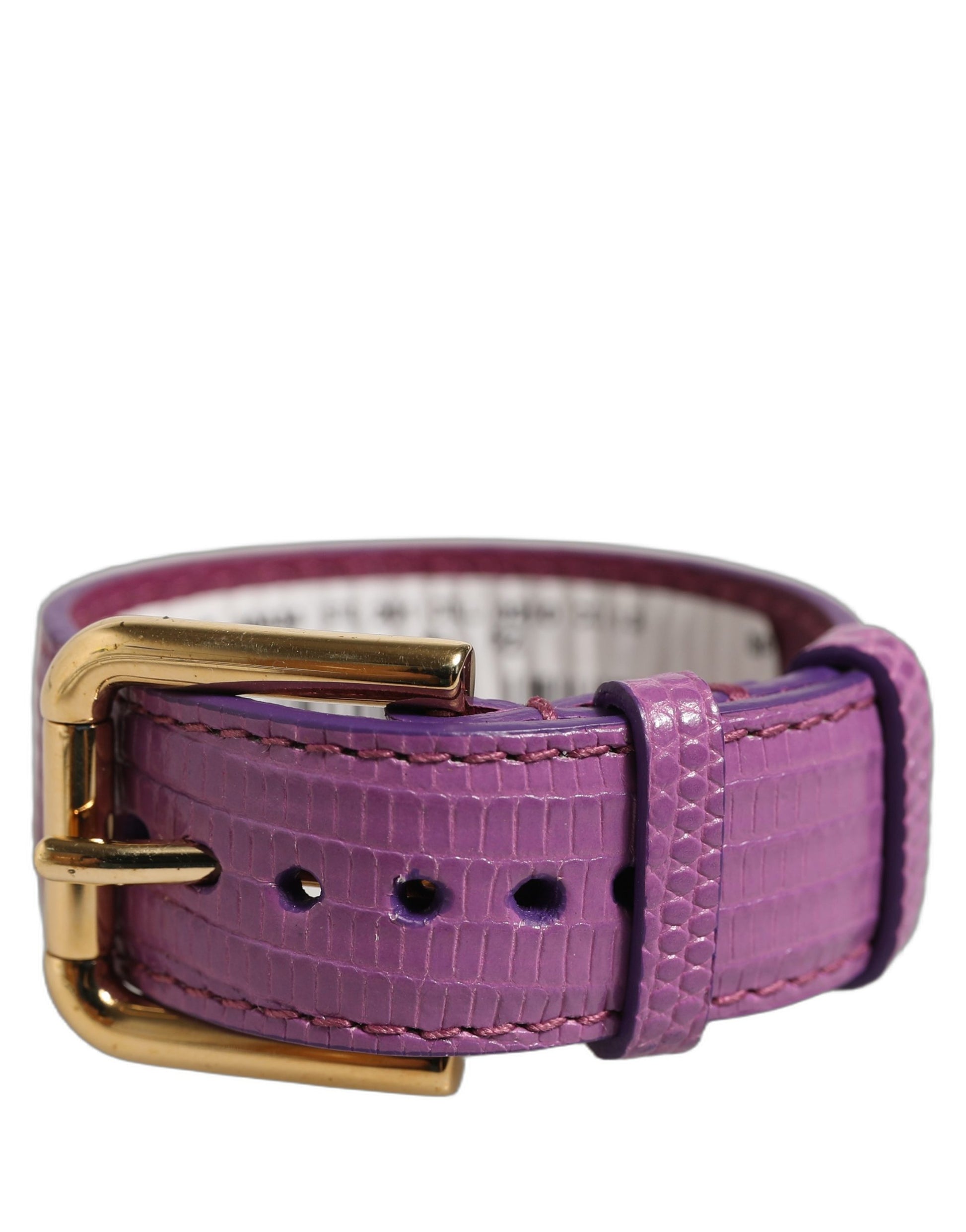 Dolce & Gabbana Purple Textured Leather Gold Buckle Belt Strap Bracelet Dolce & Gabbana