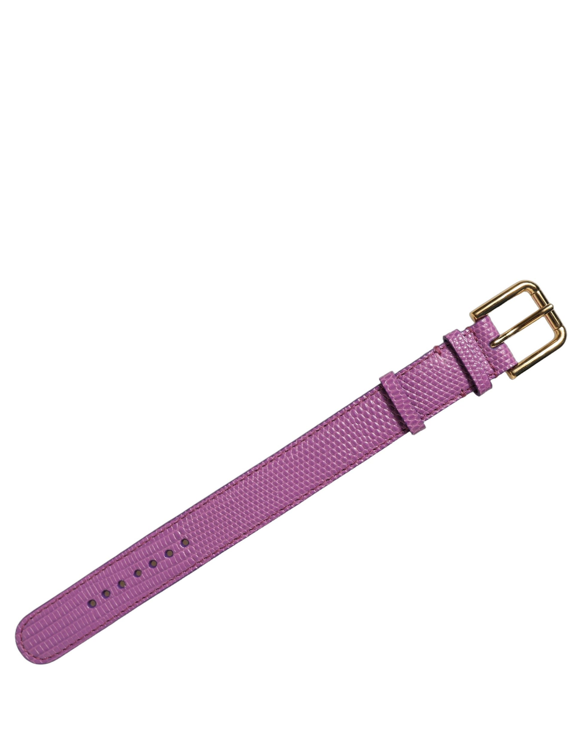 Dolce & Gabbana Purple Textured Leather Gold Buckle Belt Strap Bracelet Dolce & Gabbana