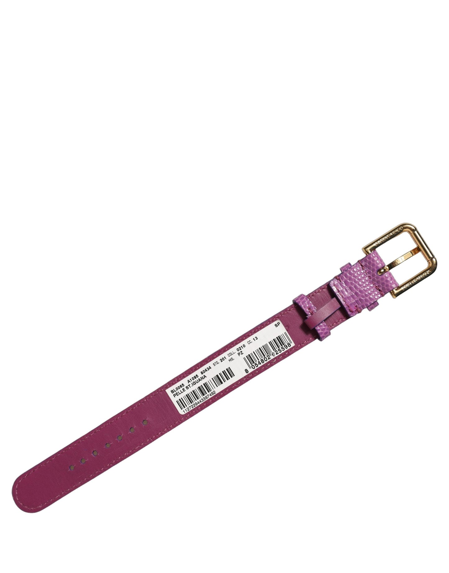 Dolce & Gabbana Purple Textured Leather Gold Buckle Belt Strap Bracelet Dolce & Gabbana