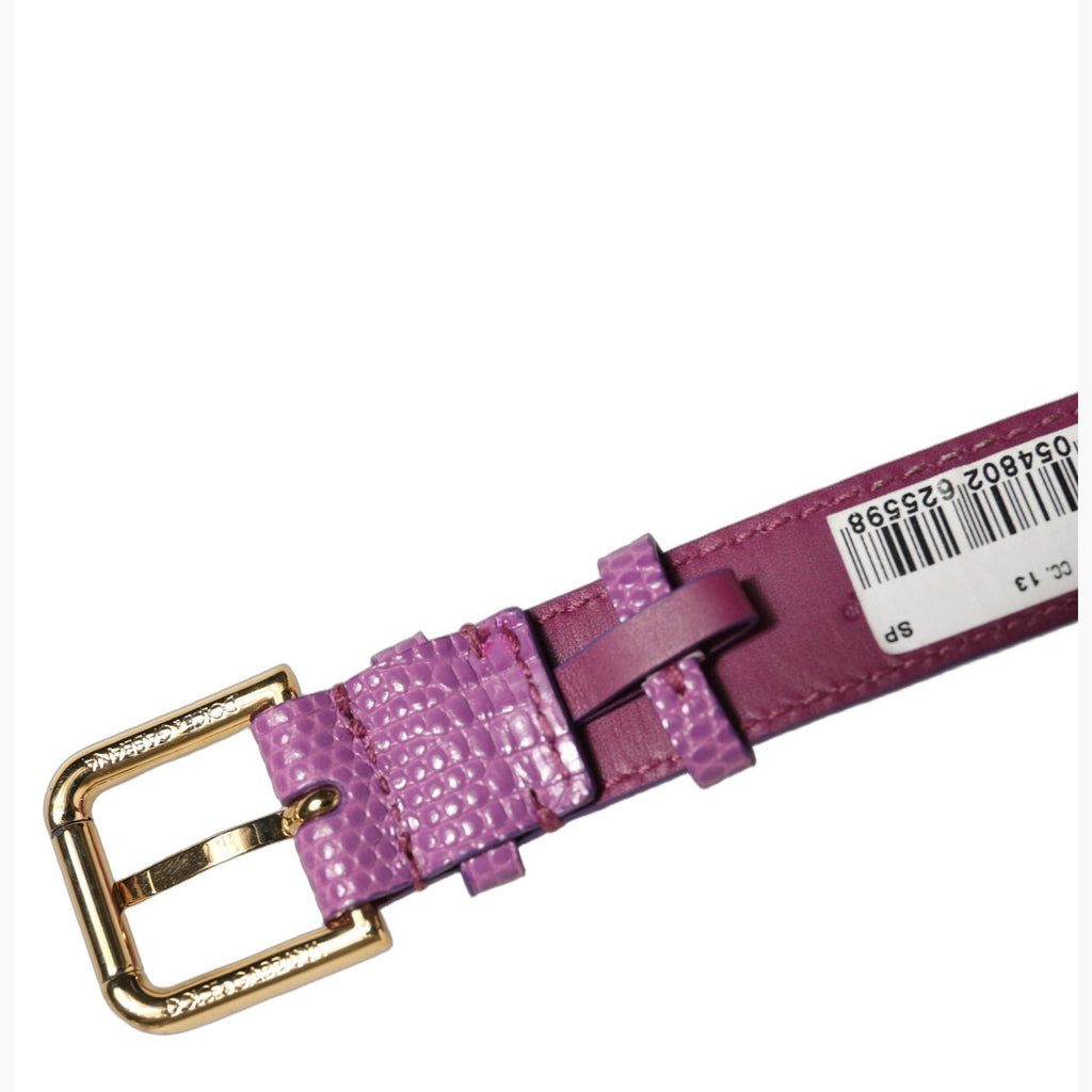 Dolce & Gabbana Purple Textured Leather Gold Buckle Belt Strap Bracelet Dolce & Gabbana